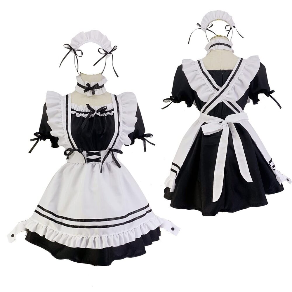 6770 Japanese Girl Anime Cosplay Costume Maid French Apron Apparel Set